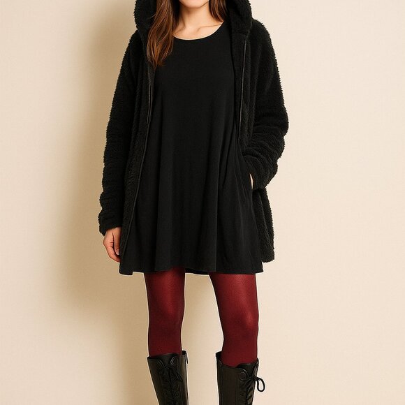 We The Free Open Back Tunic Top Oversize XS Cut Out Back Flowy Stretch Black - Picture 1 of 6